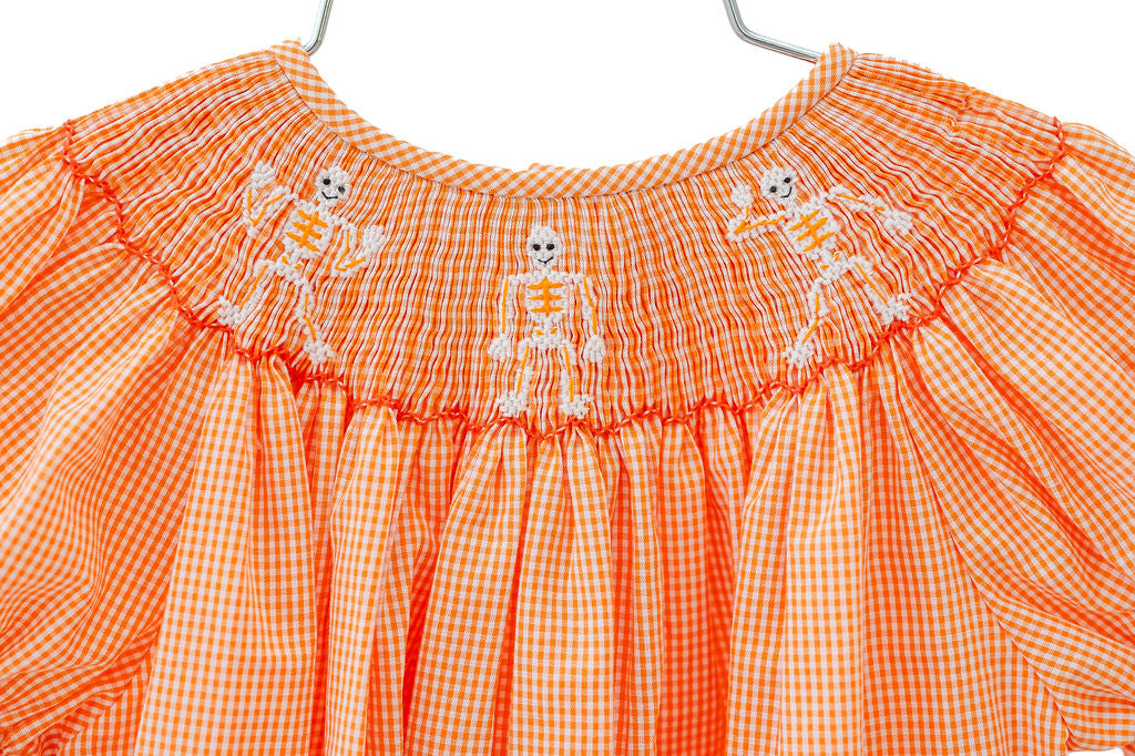 Smocked Orange Skeleton Dress I Ruth and Ralph 8 / Helen Dress Smocked Orange Skeleton Dress I Ruth and Ralph 8 / Helen Dress