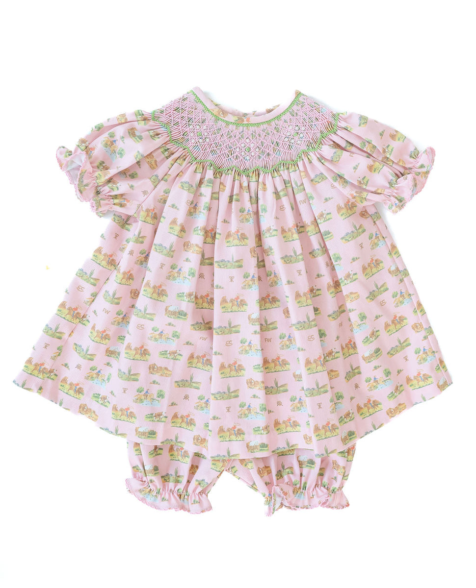Smocked Cowgirl Toile Bloomer Set I Ruth and Ralph