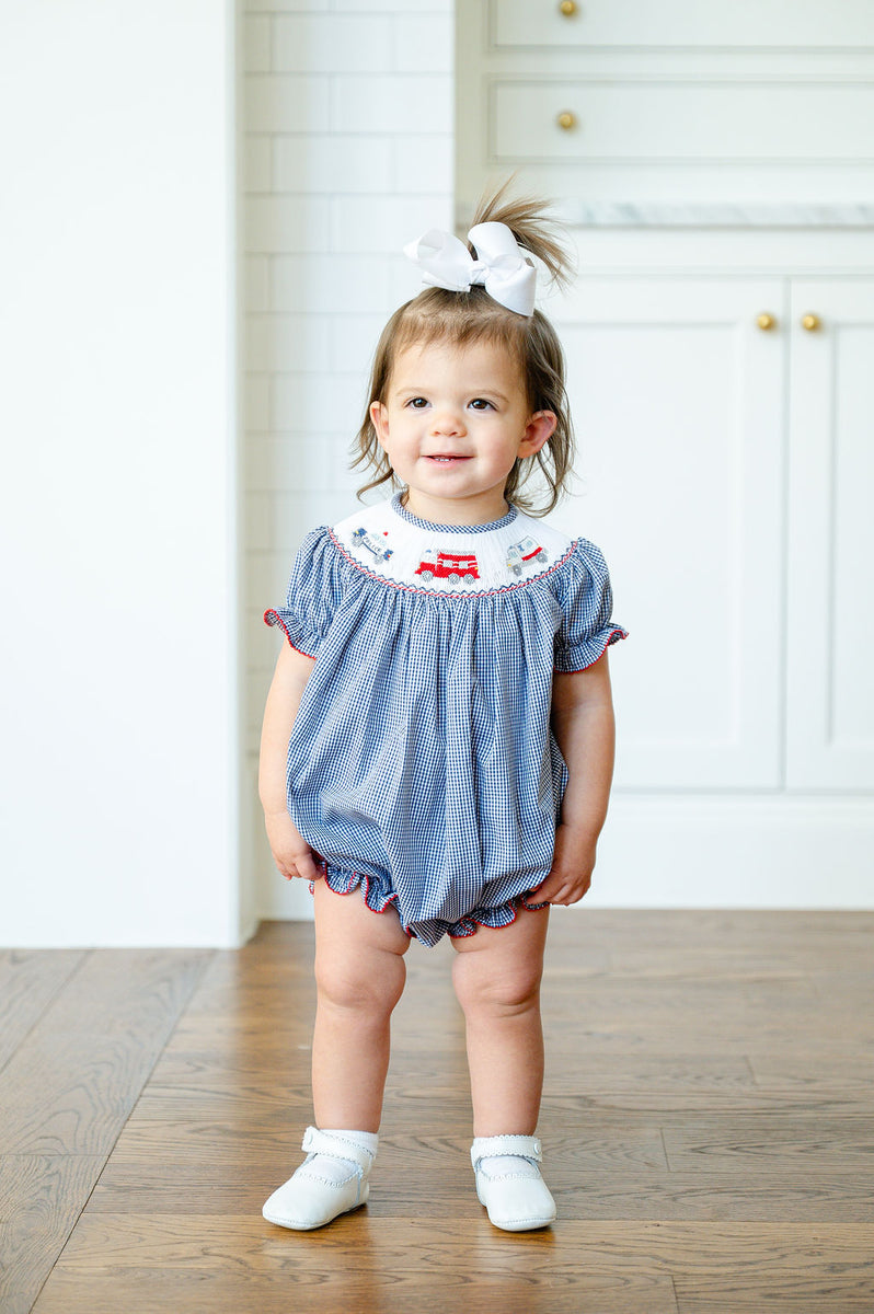 Smocked First Responder Bubble for Girls I Ruth and Ralph
