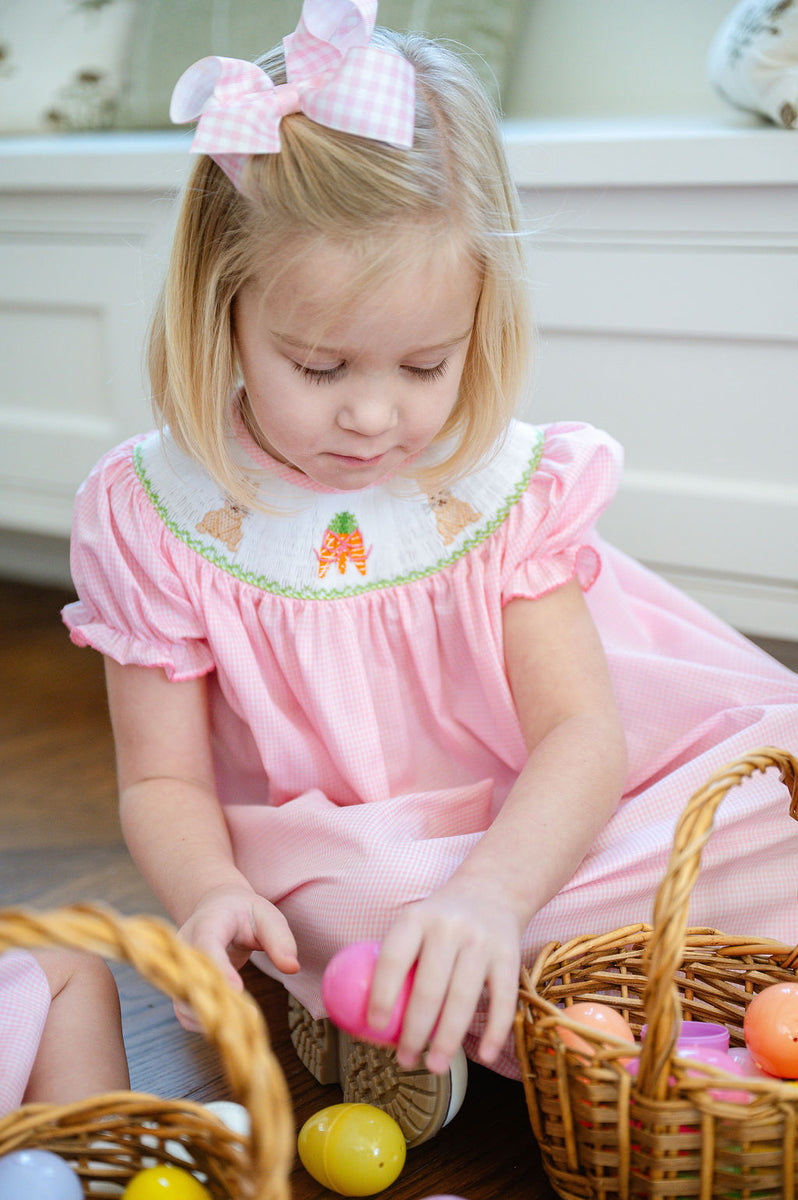 Pink Smocked Easter Bunny Dress for Girls I Ruth and Ralph 18M / Helen Dress