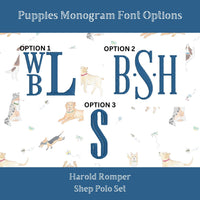 Monogram puppies pima short set 