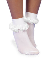 Jefferies Socks Smooth Toe Sheer Ribbon Tutu Lace Turn Cuff Socks 1 Pair