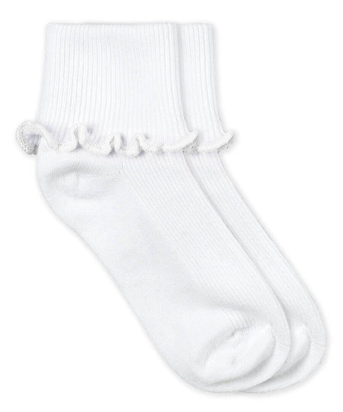 Jefferies Ripple Edge Turn Cuff Socks 1 Pair - white