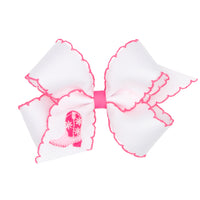 Wee Ones Medium Moonstitch Grosgrain Hair Bow with Cowgirl Boot