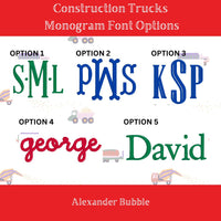 Construction Trucks Toile Pima Alexander Bubble