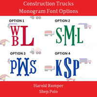 Construction Trucks Toile Pima Shep Polo