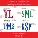 Construction Trucks Toile Pima Shep Polo