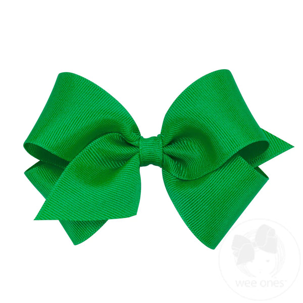 Wee Ones Small Classic Grosgrain Hair Bow - Green