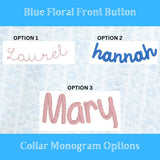 Blue Floral Front Button Bubble