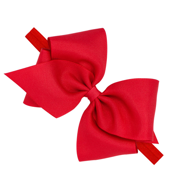Wee Ones Mini King Classic Grosgrain Hair Bow on Baby Band - Red
