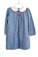 flat lay of blue floral dress for girls