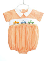 flat lay orange smocked broncos bubble