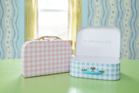 Blue and Pink Gingham Keepsake Box for Baby Gift or Nursery Display