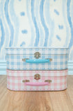 Blue and Pink Gingham Keepsake Box for Baby Gift or Nursery Display