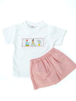 smocked circus animals t-shirt and shorts set