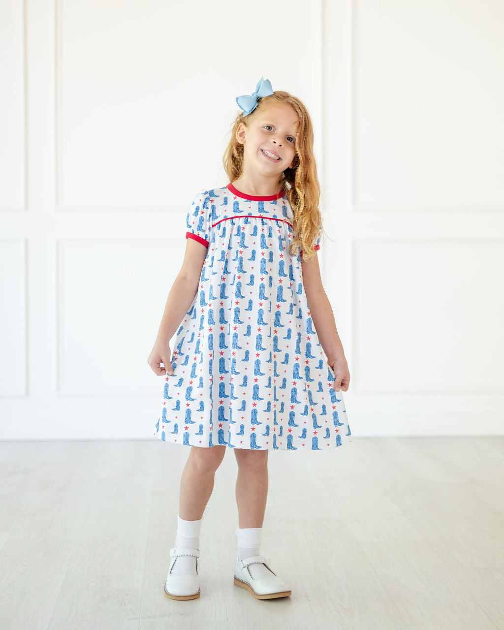 blue dress white boots Beautiful Woman in a Baby Blue Dress and White Boots Free Stock Photo