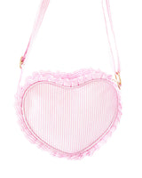 Bits and Bows Pink Seersucker Heart Purse