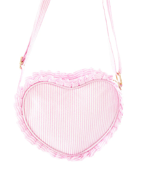 Bits and Bows Pink Seersucker Heart Purse