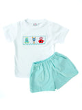 SMOCKED MONSTERS HALLOWEEN T-SHIRT AND SHORTS SET