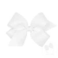 Wee Ones Medium Grosgrain Hair Bow with Scalloped Edge - White