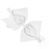 Wee Ones Mini King Classic Grosgrain Hair Bow on Baby Band - White