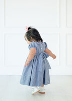 Navy and Pink Smocked Charlotte Dress