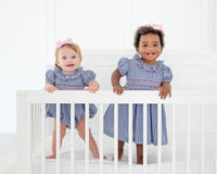 Navy and Pink Smocked Charlotte Bloomer Set