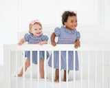 Navy and Pink Smocked Charlotte Bloomer Set