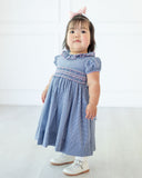 Navy and Pink Smocked Charlotte Dress