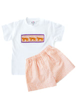 Smocked Clemson shirt and short set for Boys 