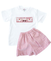 Smocked OU shirt and short set for Boys