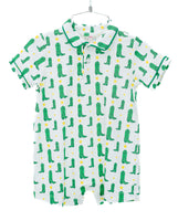 Pima Green Boot Outfits for Boys  Romper - Go Bears! 
