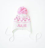 White Custom Knit Toboggan Hat