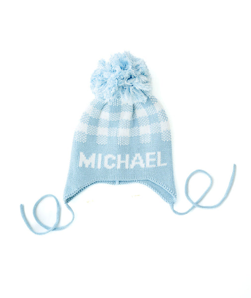 Light Blue Custom Knit Toboggan Hat