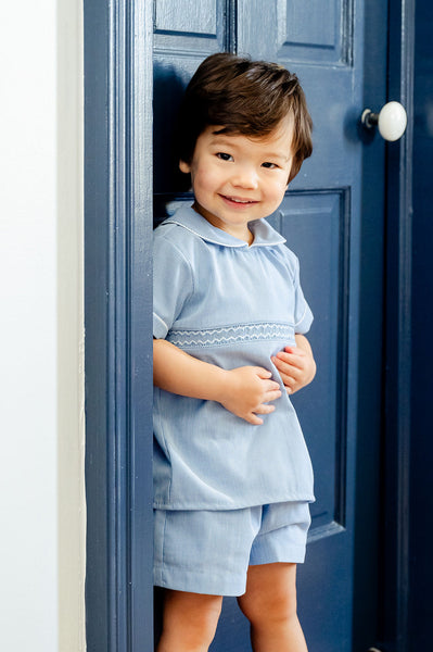 Striped Blue Samuel Shirt/Shorts Set