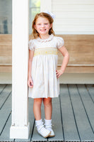 Wheat Stripes Smocked Charlotte Dress