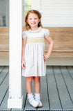 Wheat Stripes Smocked Charlotte Dress