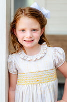 Wheat Stripes Smocked Charlotte Dress