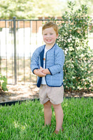 Navy Gingham Quilted Jacket (PRE-ORDER)
