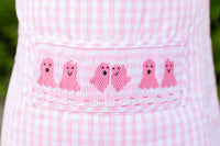 Pink Ghosts Smocked Treat Bag