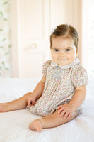 Mini Tan Floral Smocked Bubble