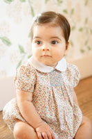 Mini Tan Floral Smocked Bubble