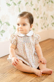 Mini Tan Floral Smocked Bubble