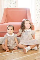 Mini Tan Floral Smocked Bubble