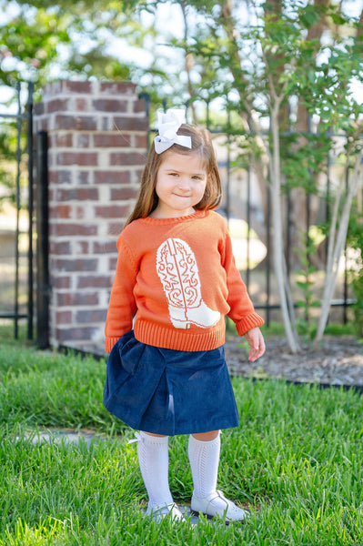 Burnt Orange Cowboy Boot Sweater