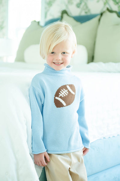 Blue Football Roll Neck Sweater