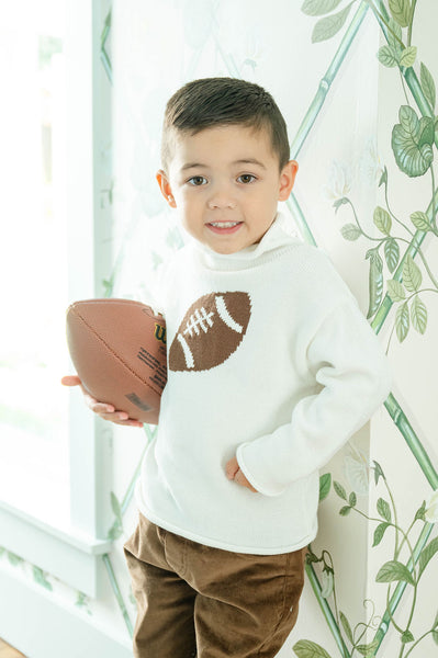 White Football Roll Neck Sweater