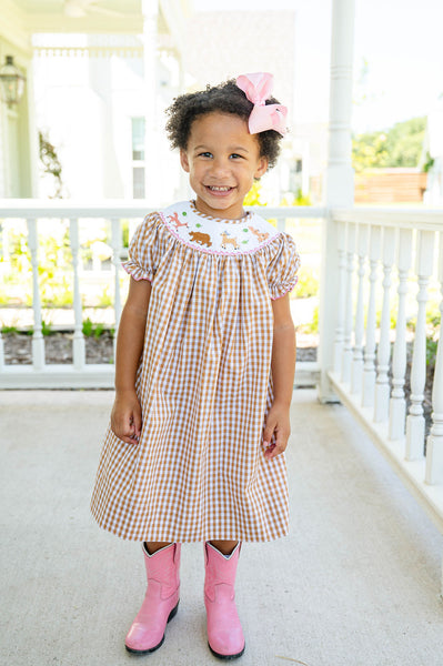 Woodland Animals Smocked Helen Dress