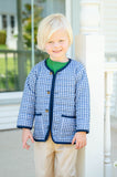 Navy Gingham Quilted Jacket (PRE-ORDER)