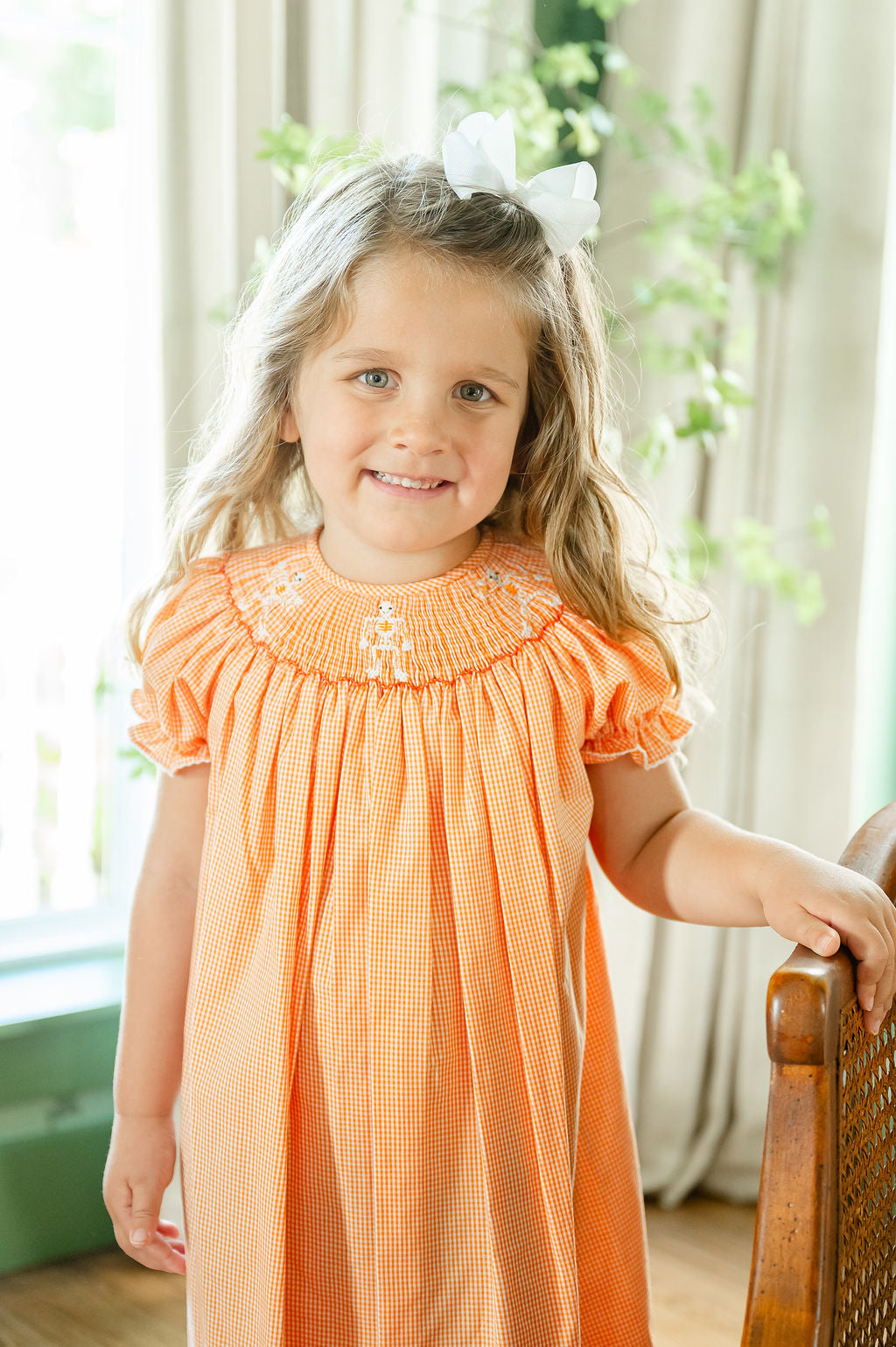 Smocked Orange Skeleton Dress I Ruth and Ralph 8 / Helen Dress